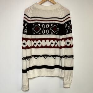 Vintage Knit Sweater 90s Christmas Sweatshirt Cream Vtg
